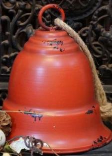 Red Distressed Metal Bell Large 