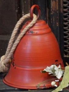 Red Distressed Metal Bell Small 