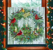 Cardinal Wreath Canvas Lighted 