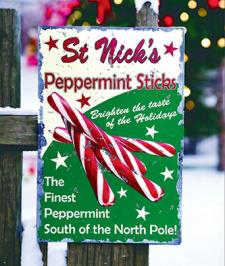 St. Nick's Peppermint Sticks Tin Sign 