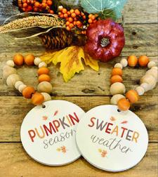 Pumpkin Season/Sweater Weather Bead Ornaments (Set of 2) 