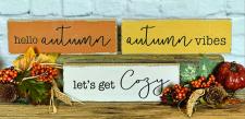 Autumn Laser Engraved Block Signs (3 Assorted)  Each