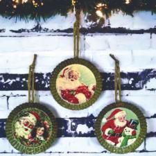 Vintage Tin Pie Plate Ornaments (3 Assorted) Each