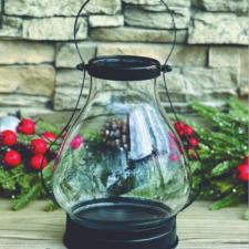 Black Distressed Glass Globe Lantern