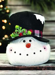 Frosted Black Hat Snowman Head Large