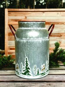 Golden Deer Winter Embossed Milk Can