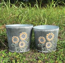 Sunflower Metal Containers (Set of 2)