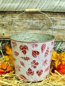 Orange Embossed Leaf Bucket