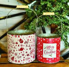 Merry Christmas/Ho Ho Ho Buckets (Set of 2) 