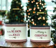 Merry Christmas/Tis The Season Oval Buckets (Set of 2)