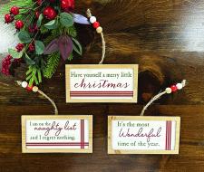 Red Stripe Bead Ornaments (3 Assorted)