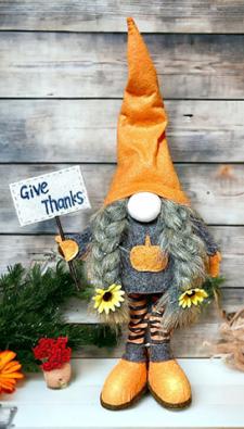 Give Thanks Styrofoam Standing Gnome