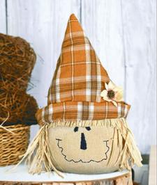 Orange Plaid Hat Scarecrow Head 